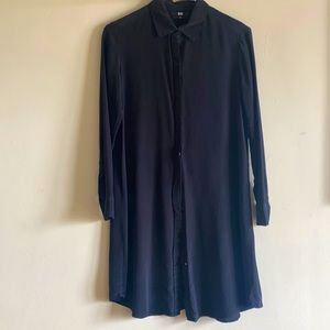 Uniqlo 100% silk bottom down black dress